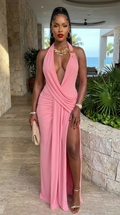 Plunging, Deep V-neckline In A Halter Style