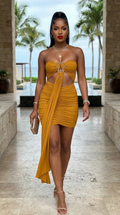 Tube Top Mini Dress With Drape Front
