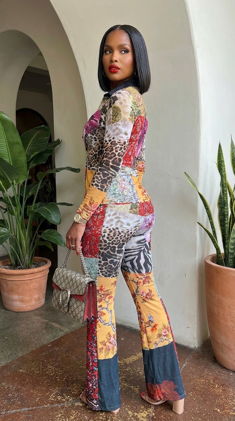 Safari Dreams pant set from My Store featuring lightweight, printed fabric and relaxed fit for casual wear.