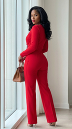 Oval Crystal Stone Wrap Jumpsuit