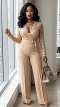 Lace Crochet Long Sleeve Jumpsuit