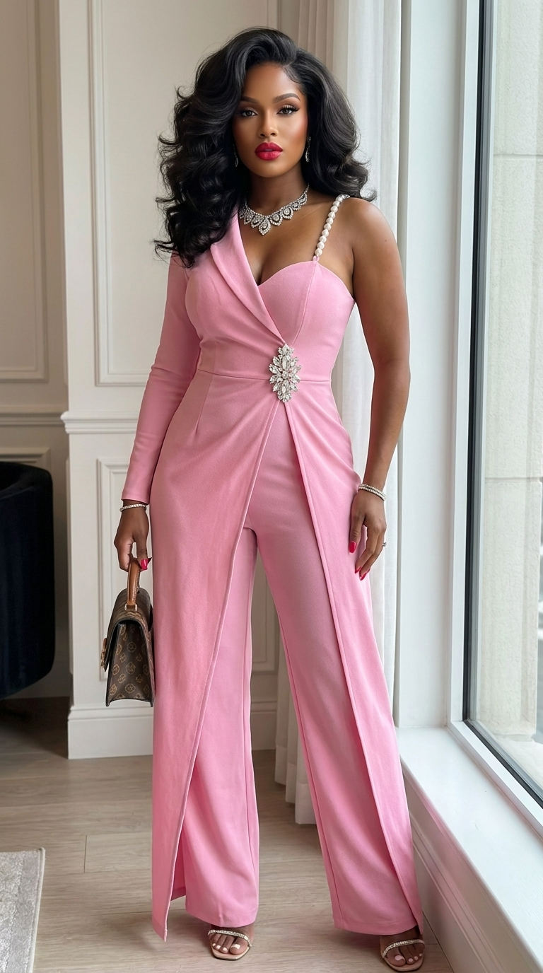 Jewel One Strap Shoulder Jumpsuit