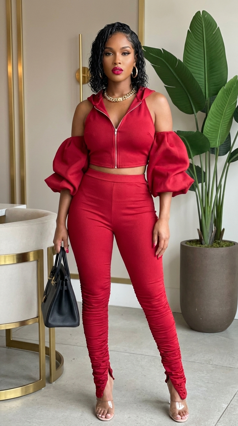 Puff Sleeve Hoodie Set