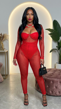 Mesh Crop Jumpsuit Set