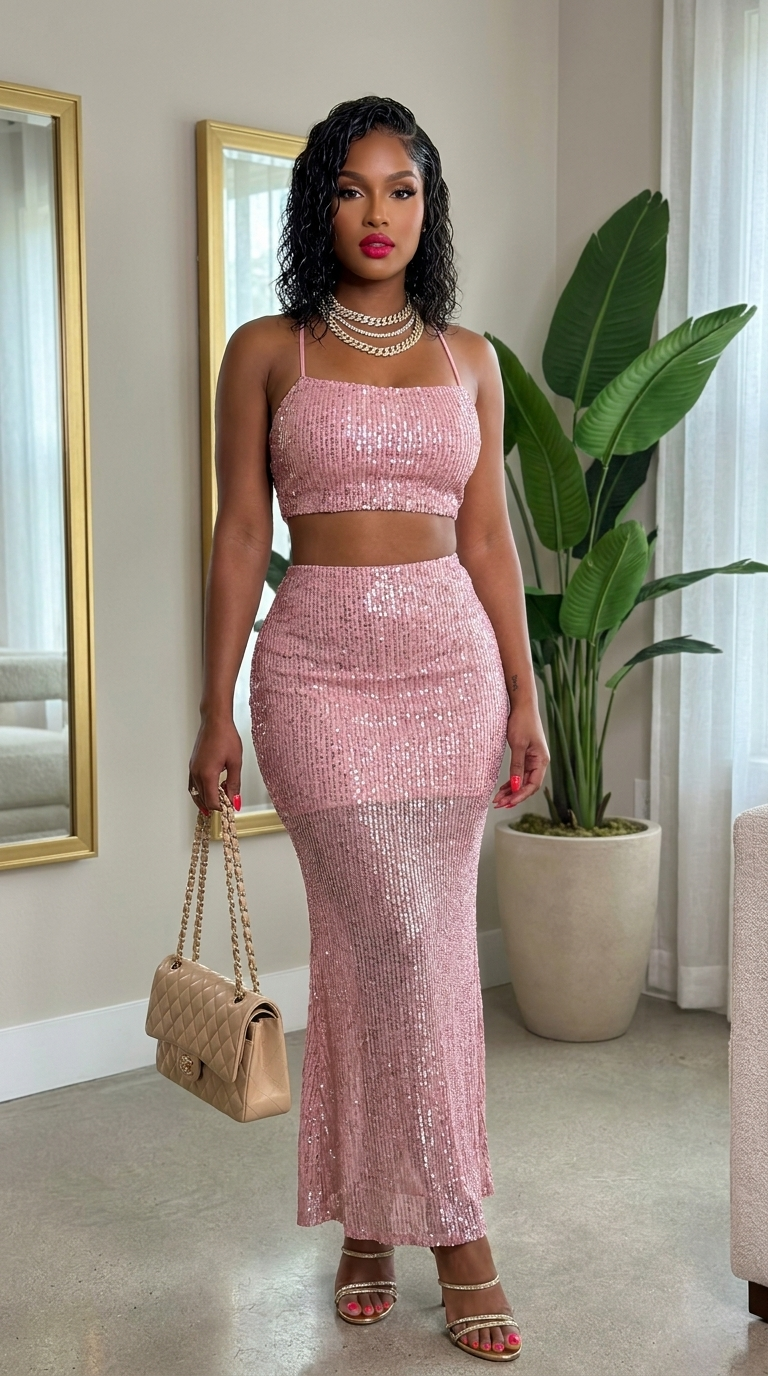 Sxy Back Sequin Maxi Dress