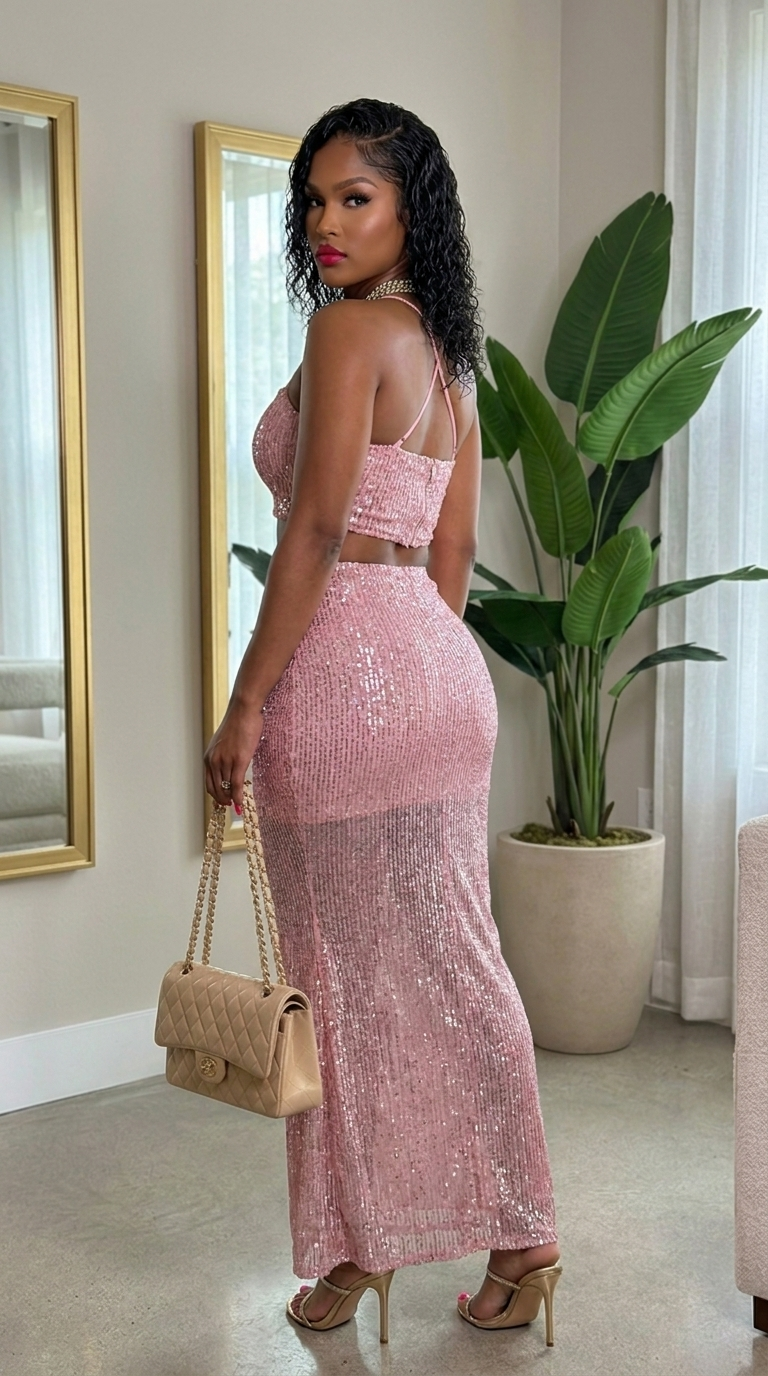 Sxy Back Sequin Maxi Dress