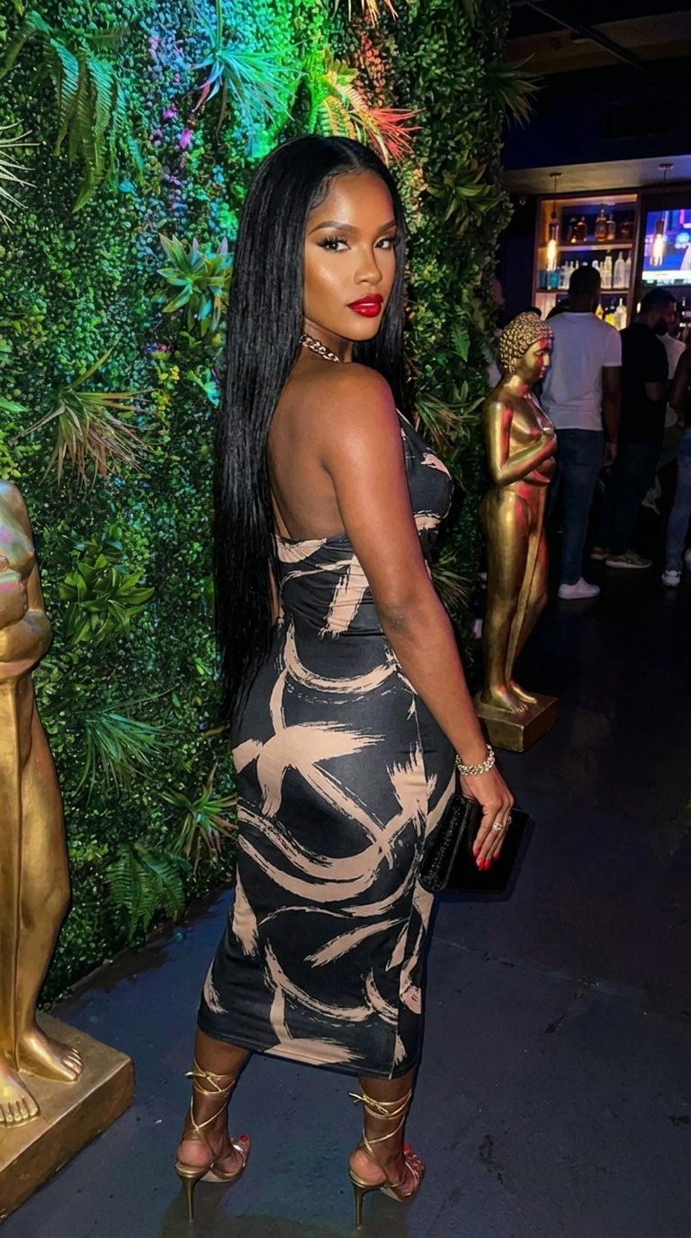 Fierce Stroke Halter Midi Dress