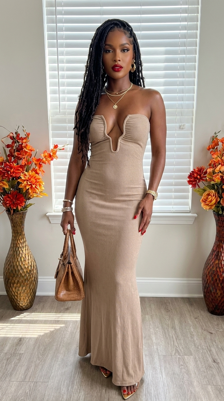 Shimmering glitter Ity tube maxi dress by My Store, form-fitting with a sleek, floor-length design and vibrant metallic fabric.