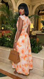 Ruffl Slv Smocked Floral Print Dresss