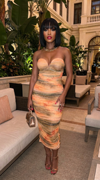 Tie dey printed mesh mini dress