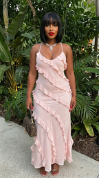 Ruffled Spaghetti Strap Maxi Dress