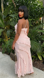 Ruffled Spaghetti Strap Maxi Dress