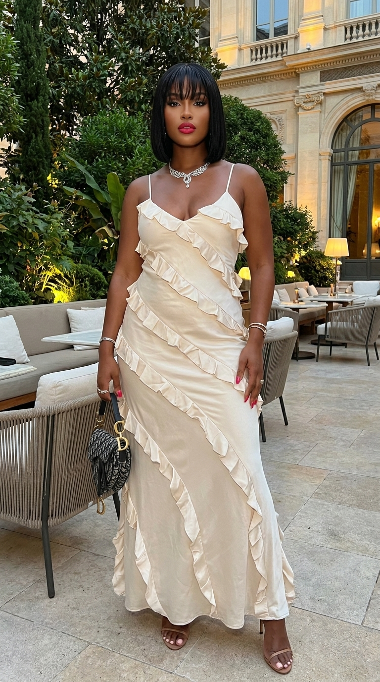 Ruffled Spaghetti Strap Maxi Dress