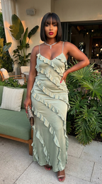 Ruffled Spaghetti Strap Maxi Dress