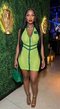 Netting 2 Way Zipper Mini Dress