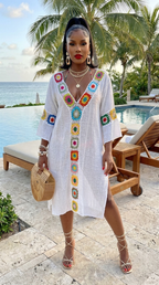 Linnen Crochet Maxi Dress
