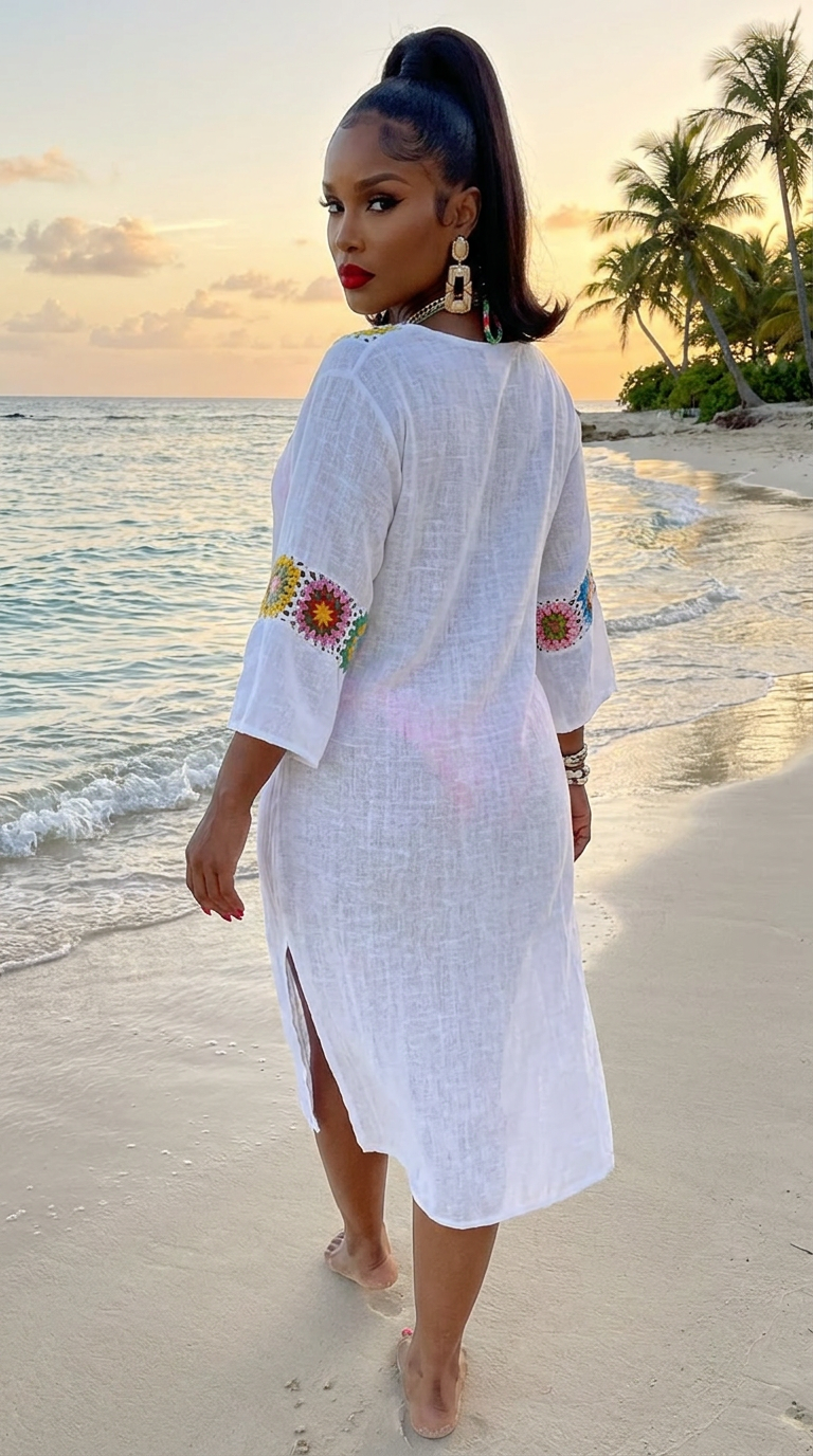 Linnen Crochet Maxi Dress