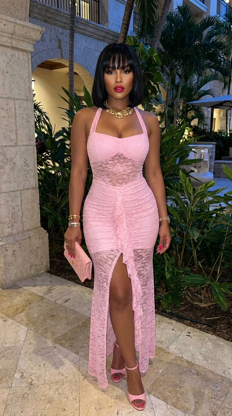 Hater Bodycon Lace Draped Ruched Dress