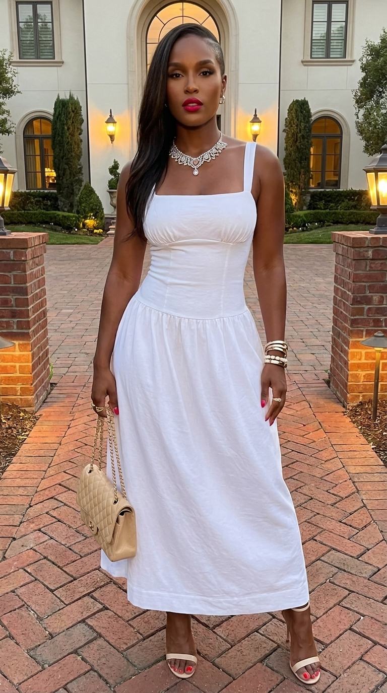 Square Neck A Line Sleeveless Flowy Long Dress