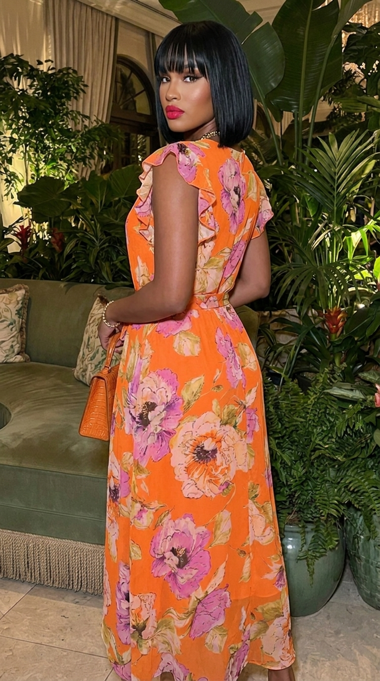 Shelby & Palmer Floral Ruffled Sleeve