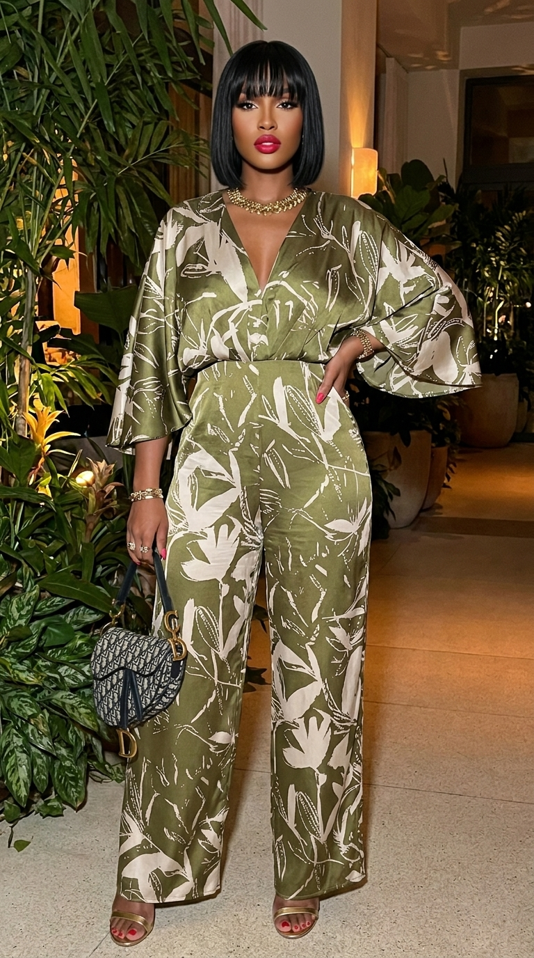 Dreaming Lily Satin Cape Jumpsuit