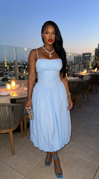 Solid Sleeveless Ruched Bust A Line Dress